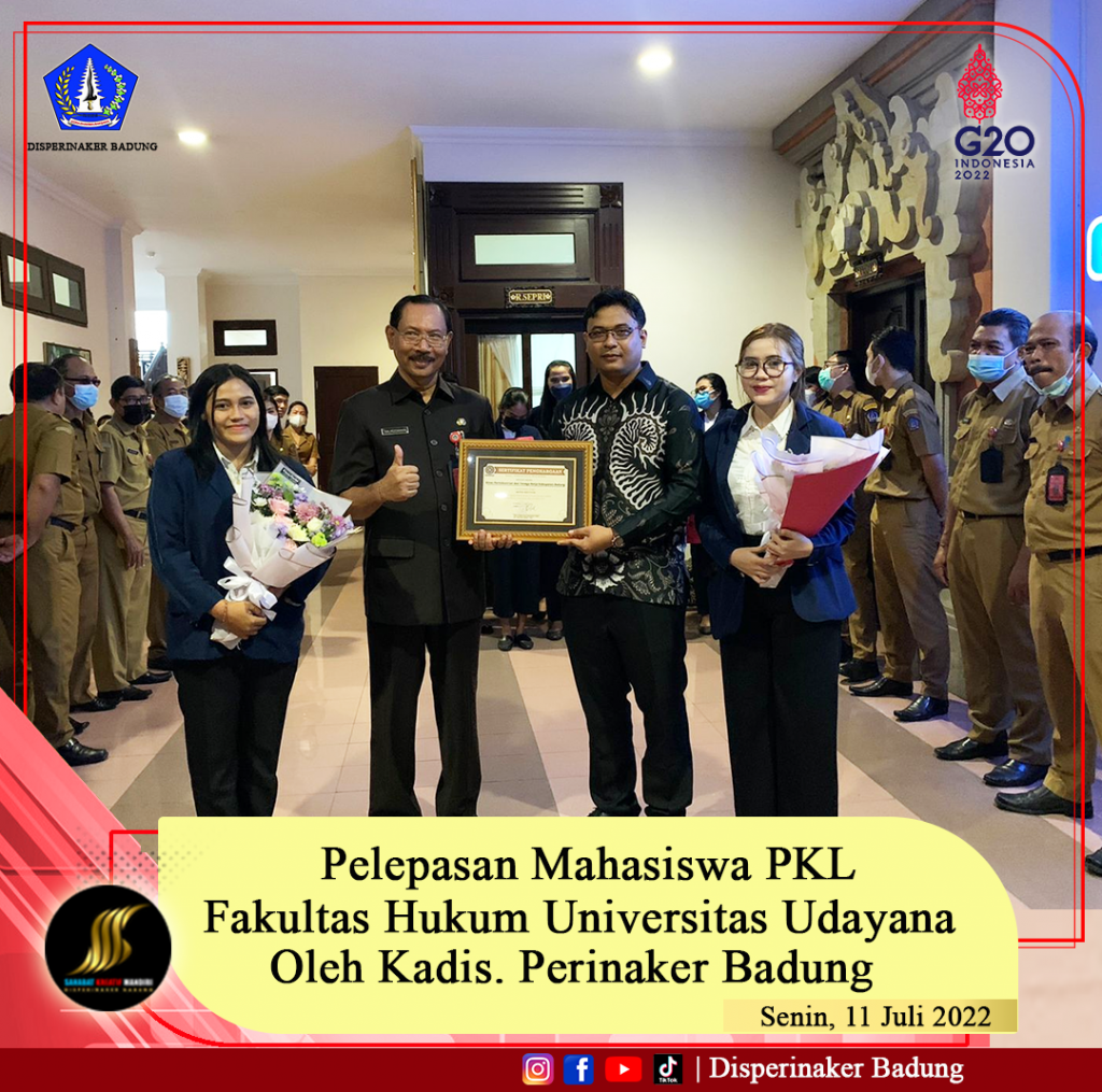Pelepasan Mahasiswa PKL Fakultas Hukum Universitas Udayana Oleh Kepala Dinas Perindustrian dan Tenaga Kerja Kabupaten Badung
